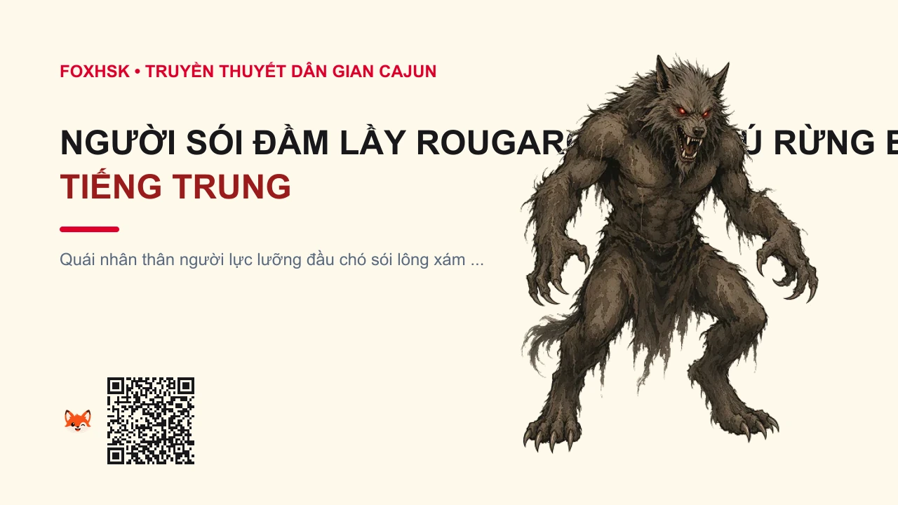 Người Sói Đầm Lầy Rougarou (Ác Thú Rừng Bayous Louisiana) Tiếng Trung Là Gì? (沼泽狼人鲁加鲁 - lǔjiālǔ) • Nguồn Gốc Đầm lầy Bayous bang, Dấu Ấn Pop Culture & Phương Pháp Hóa Giải - FoxHSK