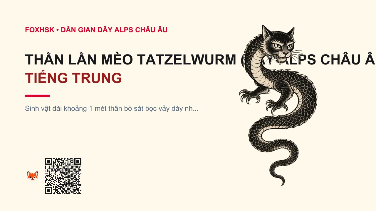 Thằn Lằn Mèo Tatzelwurm (Dãy Alps Châu Âu) Tiếng Trung Là Gì? (塔策尔姆猫面壁虎怪 - tǎcè'ěrmǔ māomiàn bìhǔguài) • Nguồn Gốc Các khe nứt đá và hang, Dấu Ấn Pop Culture & Phương Pháp Hóa Giải - FoxHSK
