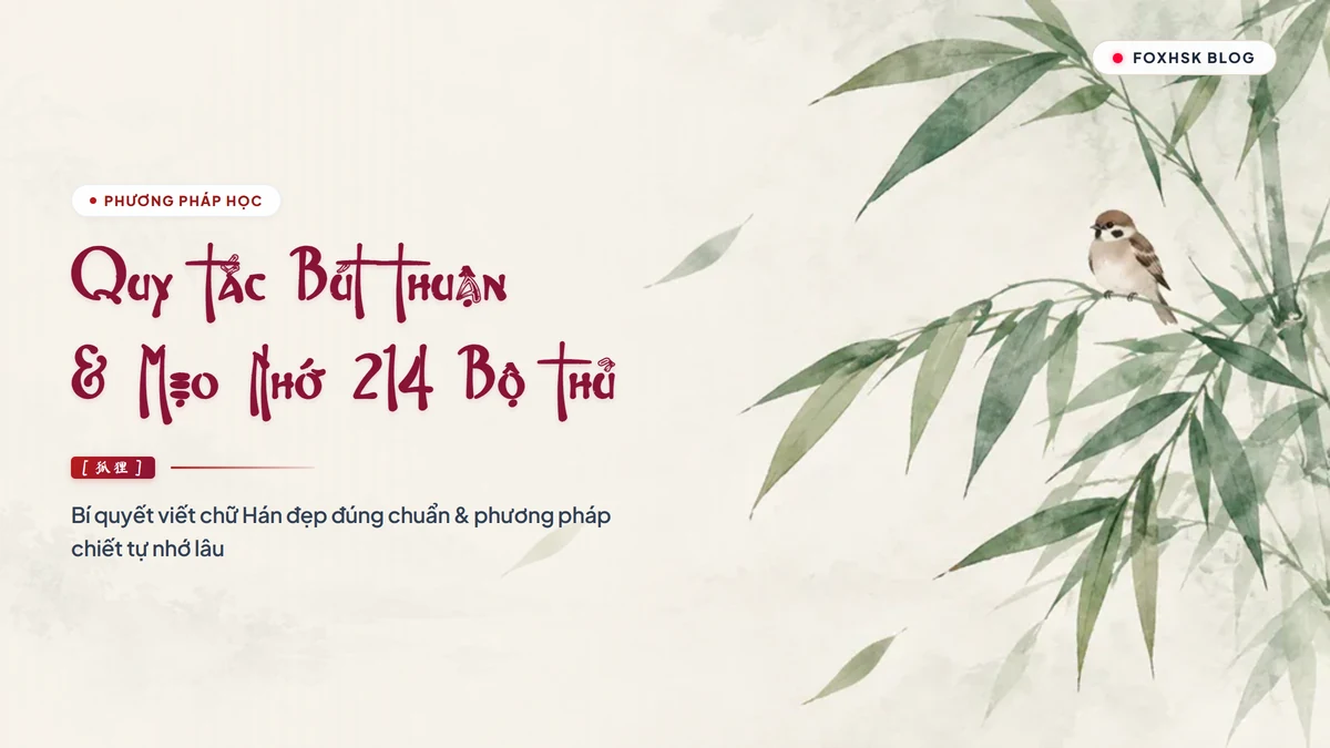 Quy Tắc Bút Thuận & Mẹo Nhớ 214 Bộ Thủ Chữ Hán Nhanh Nhất: Bí Kíp Viết Đúng, Viết Đẹp & Chiết Tự Đỉnh Cao - FoxHSK