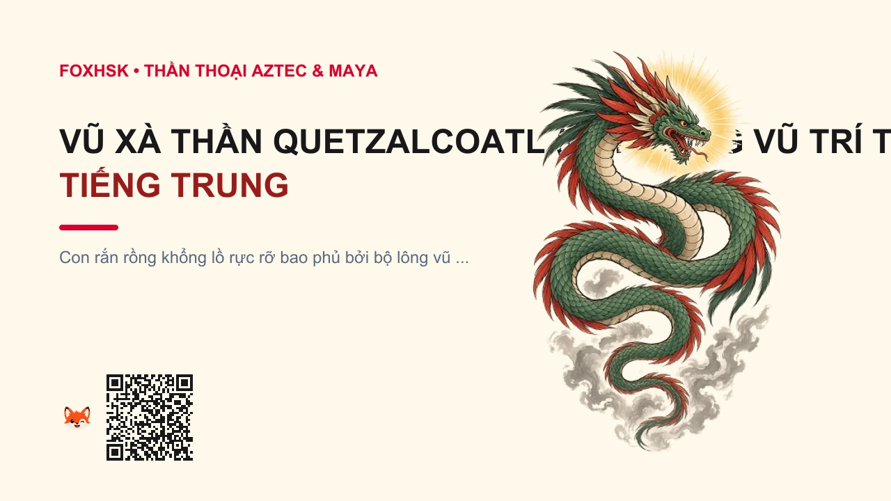 Vũ Xà Thần Quetzalcoatl (Rắn Lông Vũ Trí Tuệ Mesoamerica) Tiếng Trung Là Gì? (羽蛇神魁札尔科亚特尔 - kuízhá'ěrkēyǎtè'ěr) • Nguồn Gốc Thần thoại Aztec và, Dấu Ấn Pop Culture & Phương Pháp Hóa Giải - FoxHSK