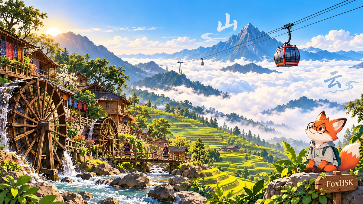 Sa Pa – Nóc Nhà Đông Dương Fansipan & Bản Cát Cát (沙坝-番西邦峰与吉吉村): Cẩm Nang Song Ngữ & Từ Vựng Du Lịch - FoxHSK