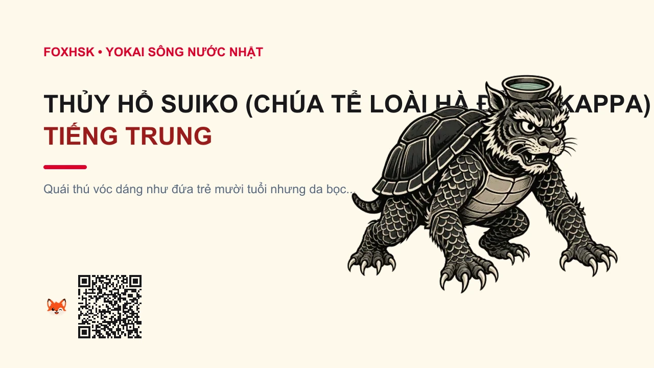 Thủy Hổ Suiko (Chúa Tể Loài Hà Đồng Kappa) Tiếng Trung Là Gì? (水虎 - shuǐhǔ) • Nguồn Gốc Wakan Sansai Zue, Vùng, Dấu Ấn Pop Culture & Phương Pháp Hóa Giải - FoxHSK