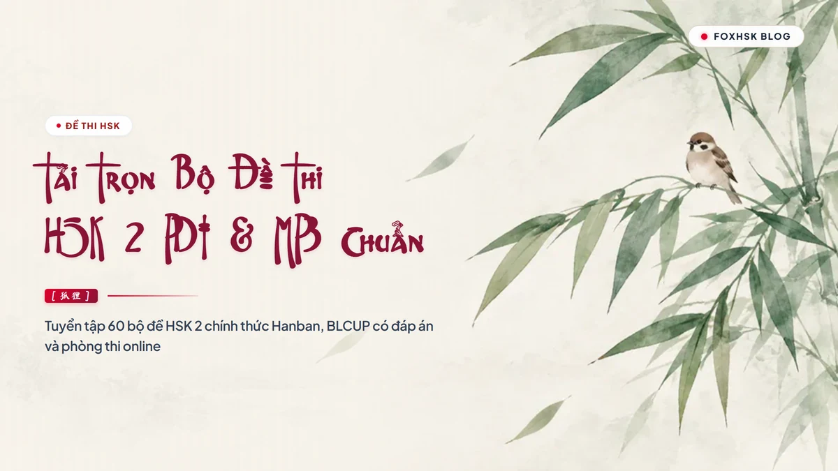Tải Trọn Bộ Đề Thi HSK 2 PDF Kèm File Nghe MP3 & Đáp Án Chi Tiết | Kho Đề Thi Thử HSK 2 Chuẩn Quốc Tế - FoxHSK