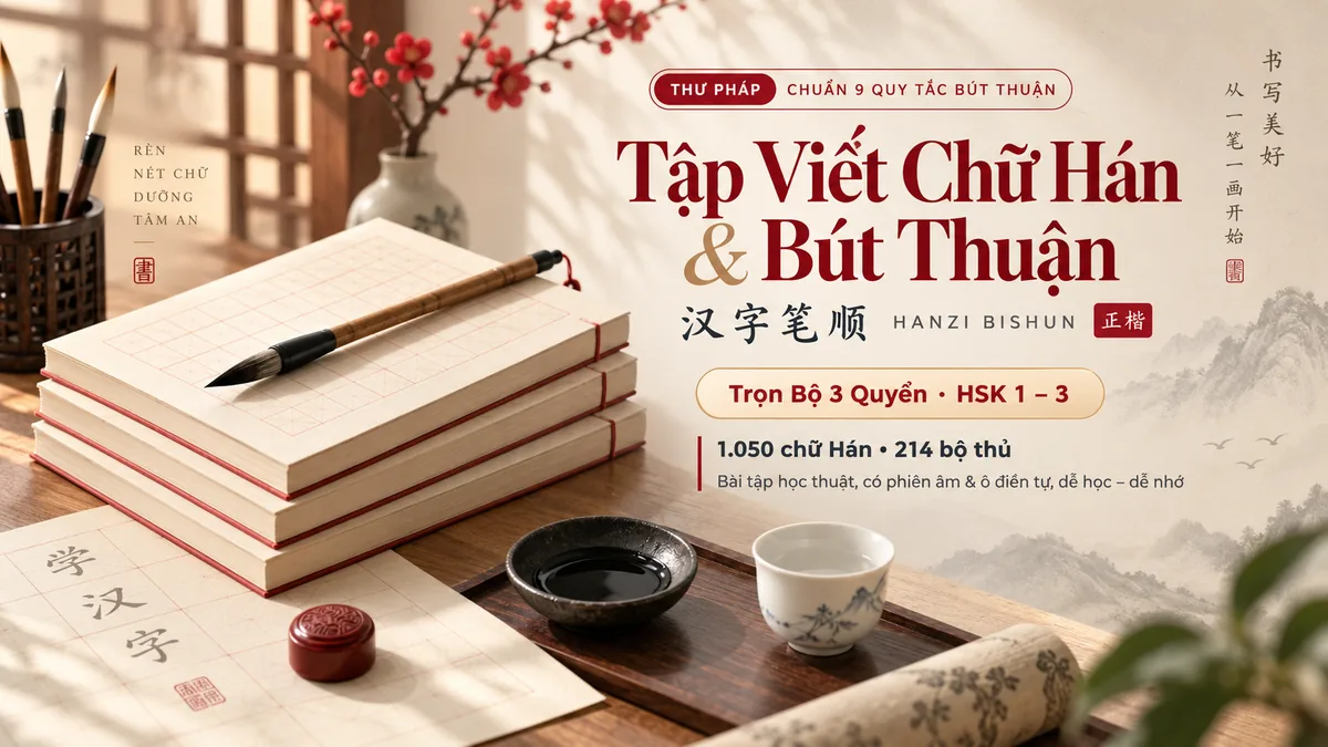 Tải PDF Sách Tập Viết Chữ Hán & Bút Thuận 3 Quyển Miễn Phí - FoxHSK