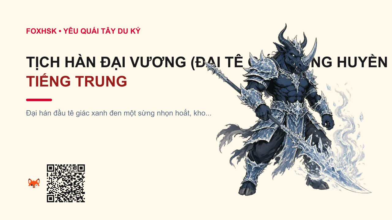 Tịch Hàn Đại Vương (Đại Tê Giác Động Huyền Anh) Tiếng Trung Là Gì? (辟寒大王 - bìhán dàwáng) • Nguồn Gốc Tây Du Ký, Phủ Kim Bình,, Dấu Ấn Pop Culture & Phương Pháp Hóa Giải - FoxHSK