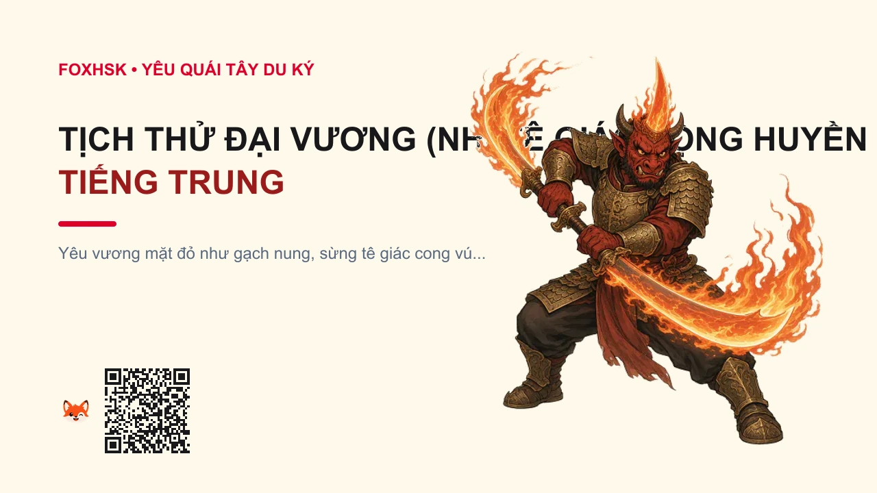 Tịch Thử Đại Vương (Nhị Tê Giác Động Huyền Anh) Tiếng Trung Là Gì? (辟暑大王 - bìshǔ dàwáng) • Nguồn Gốc Tây Du Ký, Núi Thanh, Dấu Ấn Pop Culture & Phương Pháp Hóa Giải - FoxHSK