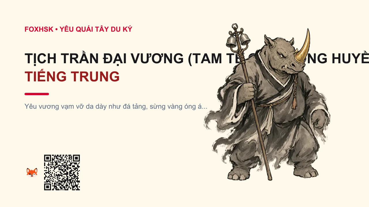 Tịch Trần Đại Vương (Tam Tê Giác Động Huyền Anh) Tiếng Trung Là Gì? (辟尘大王 - bìchén dàwáng) • Nguồn Gốc Tây Du Ký, Núi Thanh, Dấu Ấn Pop Culture & Phương Pháp Hóa Giải - FoxHSK