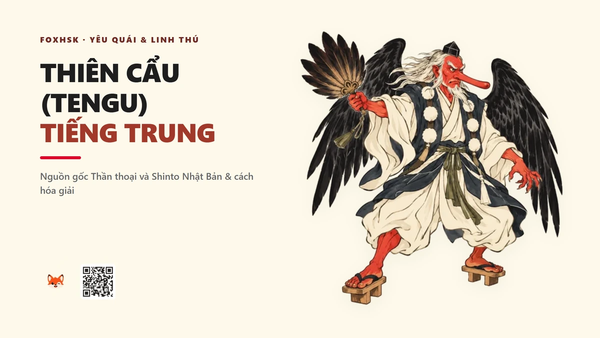 Thiên Cẩu (Tengu) Tiếng Trung Là Gì? (天狗 - tiāngǒu) • Nguồn Gốc Thần thoại và Shinto, Dấu Ấn Pop Culture & Phương Pháp Hóa Giải - FoxHSK