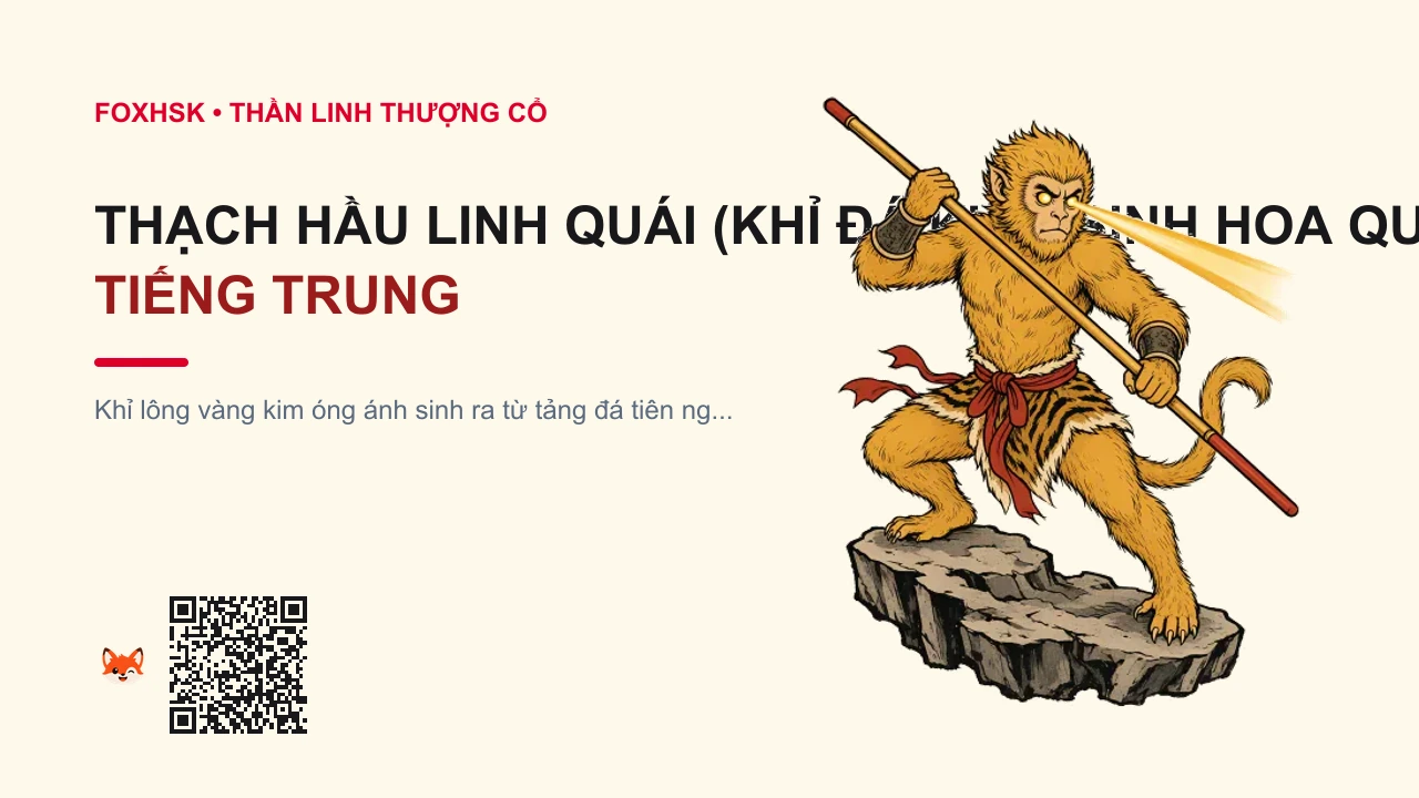 Thạch Hầu Linh Quái (Khỉ Đá Khai Sinh Hoa Quả Sơn) Tiếng Trung Là Gì? (灵明石猴 - língmíng shíhóu) • Nguồn Gốc Tây Du Ký Hồi 1, Đỉnh, Dấu Ấn Pop Culture & Phương Pháp Hóa Giải - FoxHSK