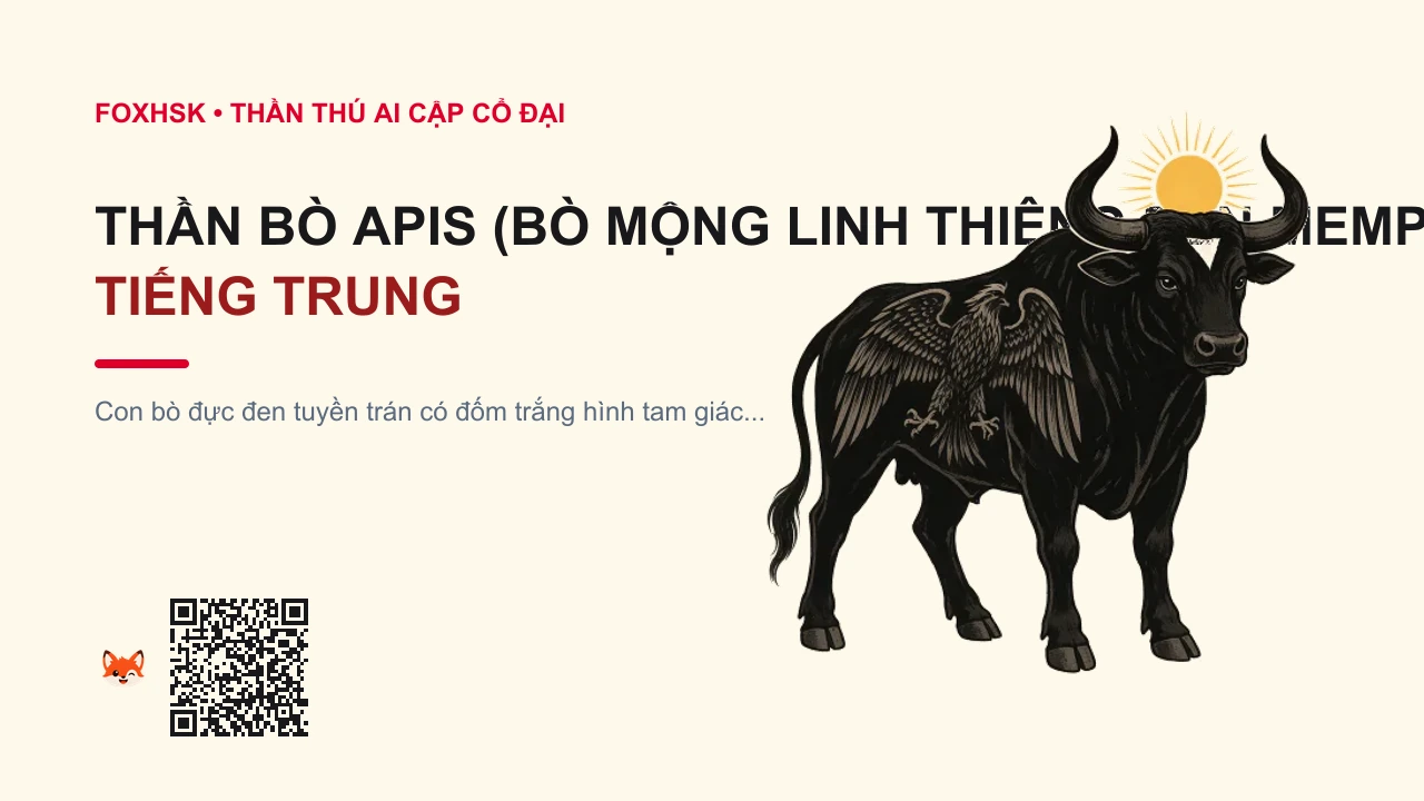 Thần Bò Apis (Bò Mộng Linh Thiêng Đền Memphis) Tiếng Trung Là Gì? (阿匹斯神牛 - āpǐsī shénniú) • Nguồn Gốc Cố đô Memphis, Ai Cập cổ, Dấu Ấn Pop Culture & Phương Pháp Hóa Giải - FoxHSK
