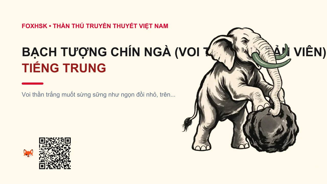 Bạch Tượng Chín Ngà (Voi Thần Núi Tản Viên) Tiếng Trung Là Gì? (九齿白象 - jiǔchǐ báixiàng) • Nguồn Gốc Truyền Thuyết Sơn Tinh -, Dấu Ấn Pop Culture & Phương Pháp Hóa Giải - FoxHSK