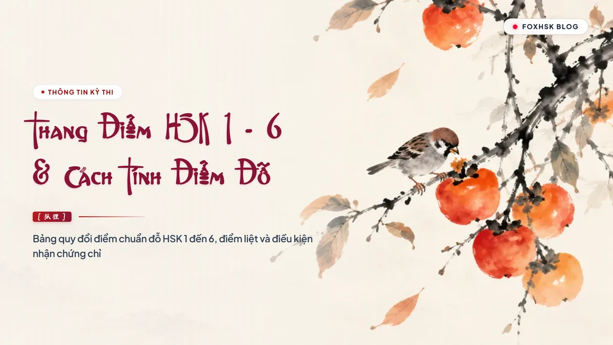 Thang Điểm HSK 1 - 6 & Cách Tính Điểm Đỗ Mới Nhất (Có Điểm Liệt Không?) | FoxHSK | FoxHSK