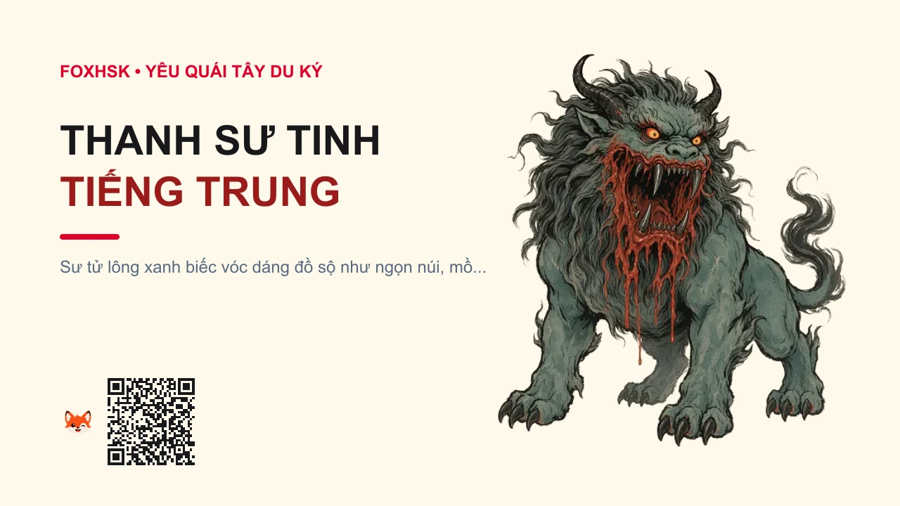 Thanh Sư Tinh Tiếng Trung Là Gì? (青狮精 - qīngshījīng) • Nguồn Gốc Tây Du Ký, Động Sư Đà, Dấu Ấn Pop Culture & Phương Pháp Hóa Giải - FoxHSK