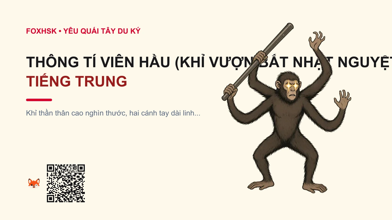 Thông Tí Viên Hầu (Khỉ Vượn Bắt Nhật Nguyệt) Tiếng Trung Là Gì? (通臂猿猴 - tōngbì yuánhóu) • Nguồn Gốc Tây Du Ký & Phong Thần, Dấu Ấn Pop Culture & Phương Pháp Hóa Giải - FoxHSK