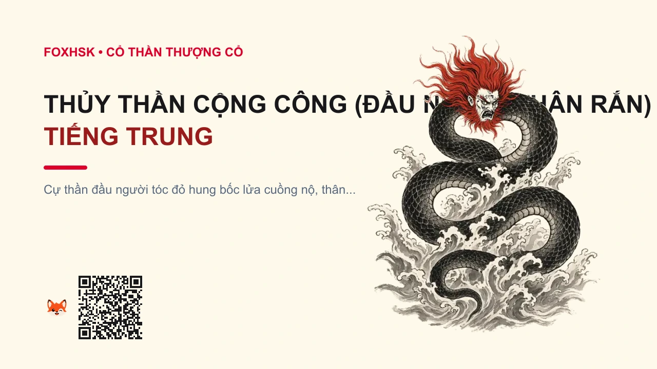 Thủy Thần Cộng Công (Đầu Người Thân Rắn) Tiếng Trung Là Gì? (共工 - gònggōng) • Nguồn Gốc Sơn Hải Kinh & Hoài Nam, Dấu Ấn Pop Culture & Phương Pháp Hóa Giải - FoxHSK