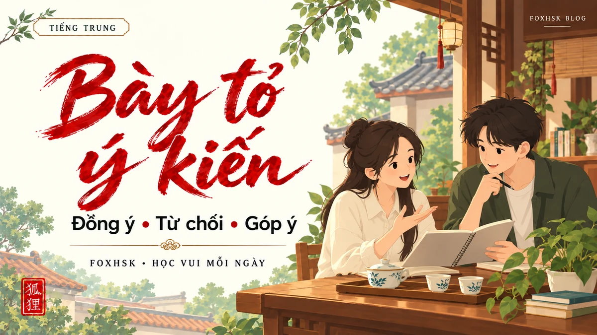 Học Tiếng Trung Theo Chủ Đề: Bày Tỏ Ý Kiến, Đồng Ý & Từ Chối (表达意见、同意与礼貌拒绝) - 20 Mẫu Câu, Từ Vựng & Ngữ Pháp | FoxHSK - FoxHSK