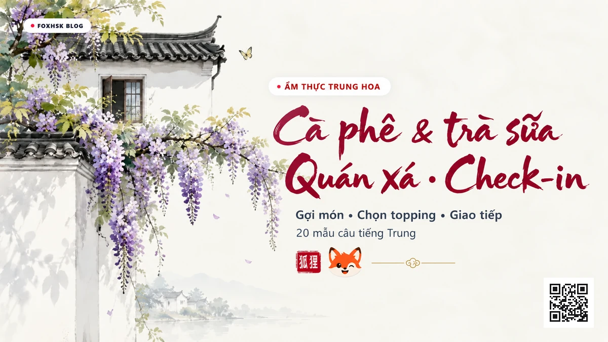 Học Tiếng Trung Theo Chủ Đề: Cà Phê, Trà Sữa & Quán Xá Check-in (去咖啡馆打卡、喝奶茶加小料与下午茶) - 20 Mẫu Câu, Từ Vựng & Ngữ Pháp | FoxHSK - FoxHSK