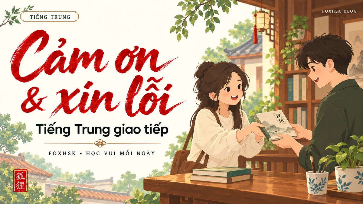 Học Tiếng Trung Theo Chủ Đề: Cảm Ơn, Xin Lỗi & Đáp Lễ Lịch Sự (感谢、道歉与应答) - 20 Mẫu Câu, Từ Vựng & Ngữ Pháp | FoxHSK - FoxHSK