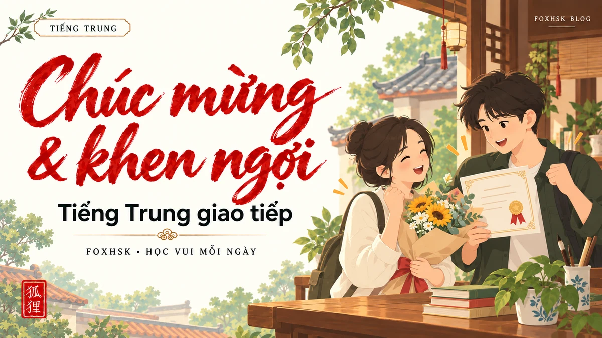 Học Tiếng Trung Theo Chủ Đề: Chúc Mừng, Khen Ngợi & Động Viên (祝贺、赞美与励志) - 20 Mẫu Câu, Từ Vựng & Ngữ Pháp | FoxHSK - FoxHSK