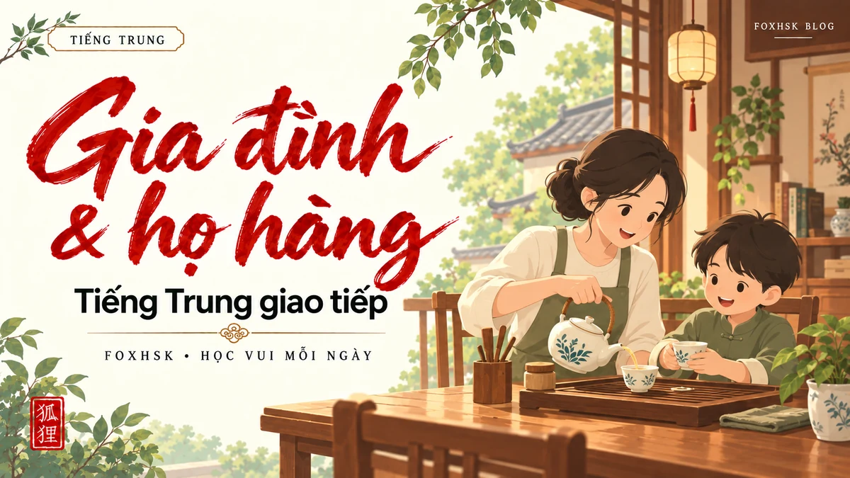 Học Tiếng Trung Theo Chủ Đề: Gia Đình, Con Cái & Họ Hàng (家庭亲情、孝敬长辈与育儿生活) - 20 Mẫu Câu, Từ Vựng & Ngữ Pháp | FoxHSK - FoxHSK