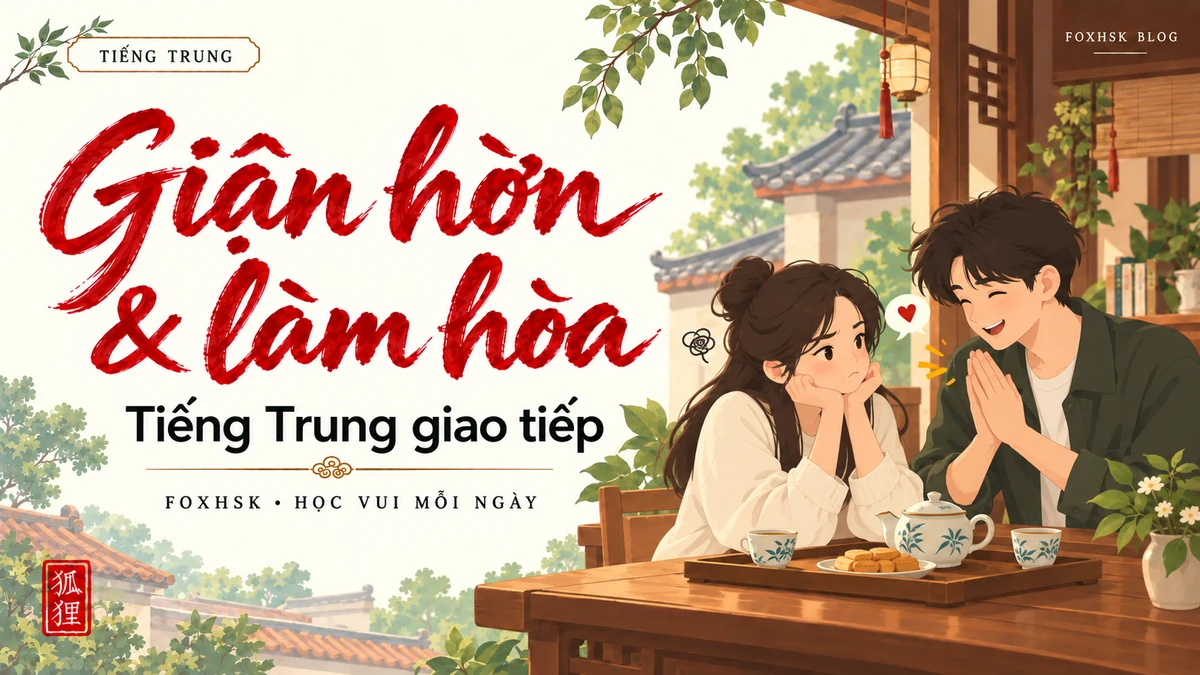 Học Tiếng Trung Theo Chủ Đề: Giận Hờn, Cãi Vã & Làm Hòa (情侣闹别扭、吵架与认错和好) - 20 Mẫu Câu, Từ Vựng & Ngữ Pháp | FoxHSK - FoxHSK