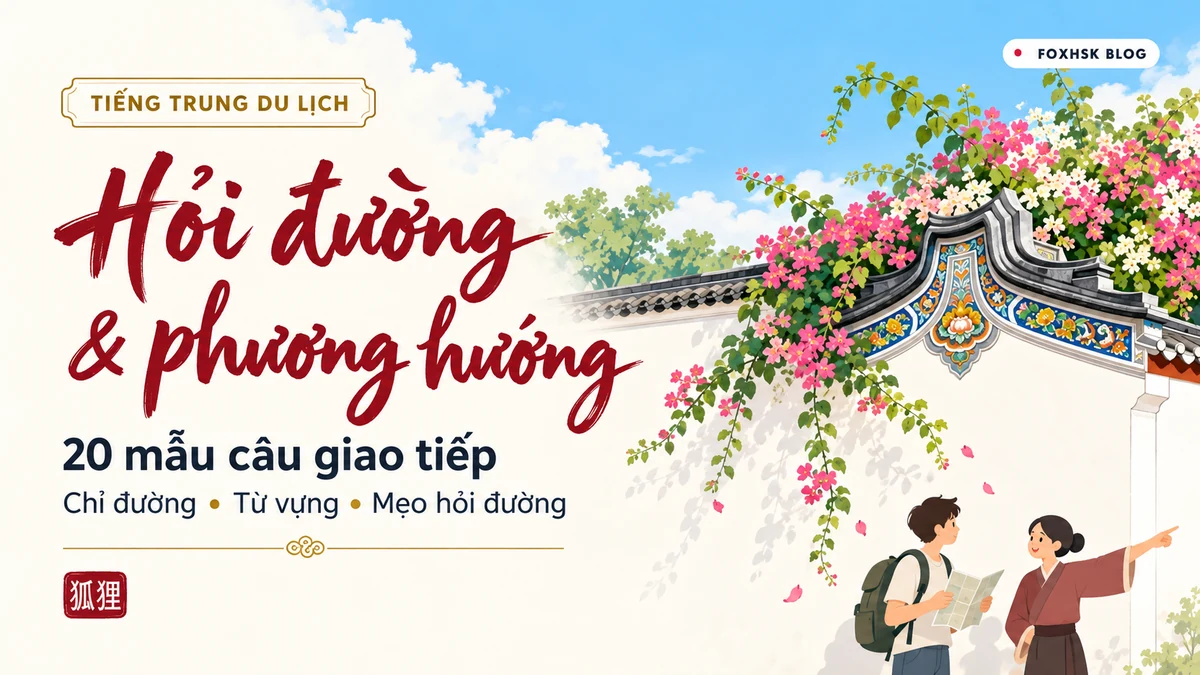 Học Tiếng Trung Theo Chủ Đề: Hỏi Đường & Phương Hướng (问路与指引方向) - 20 Mẫu Câu, Từ Vựng & Ngữ Pháp | FoxHSK - FoxHSK
