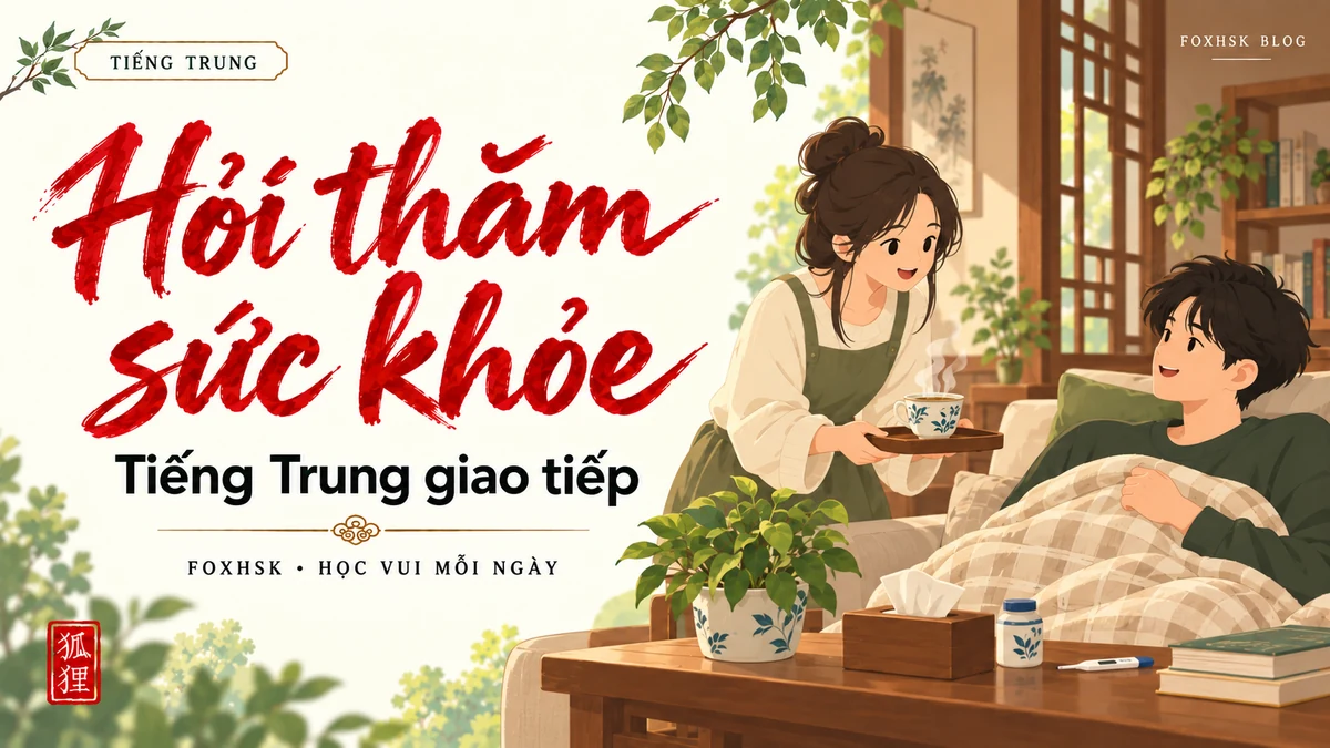 Học Tiếng Trung Theo Chủ Đề: Hỏi Thăm Sức Khỏe & Cuộc Sống (问候身体与关怀生活) - 20 Mẫu Câu, Từ Vựng & Ngữ Pháp | FoxHSK - FoxHSK