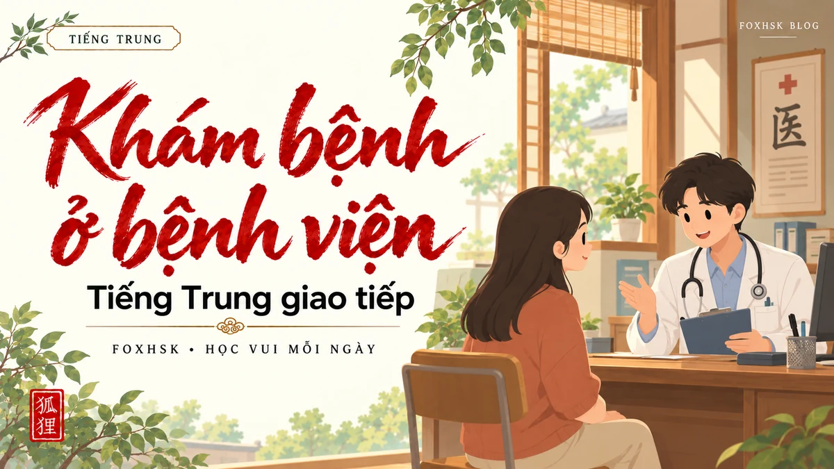Học Tiếng Trung Theo Chủ Đề: Khám Bệnh, Bệnh Viện & Triệu Chứng (医院看病、挂号问诊与症状描述) - 20 Mẫu Câu, Từ Vựng & Ngữ Pháp | FoxHSK - FoxHSK