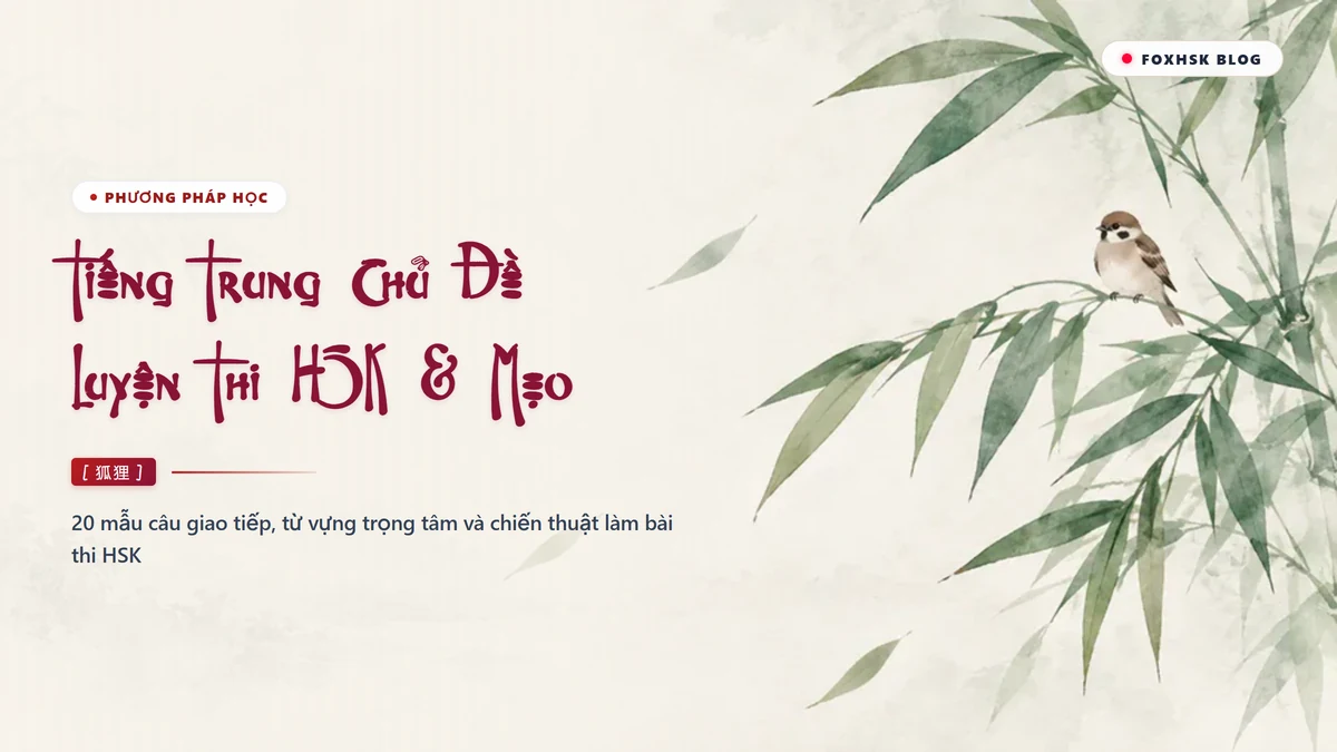 Học Tiếng Trung Theo Chủ Đề: Luyện Thi HSK & Mẹo Làm Bài (HSK备考技巧与模拟刷题) - 20 Mẫu Câu, Từ Vựng & Ngữ Pháp | FoxHSK - FoxHSK
