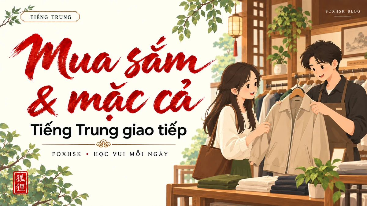Học Tiếng Trung Theo Chủ Đề: Mua Sắm Quần Áo & Mặc Cả (购买衣物与商场砍价) - 20 Mẫu Câu, Từ Vựng & Ngữ Pháp | FoxHSK - FoxHSK