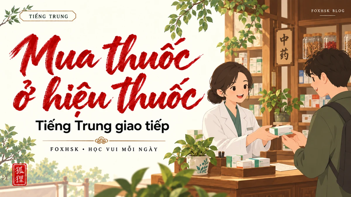 Học Tiếng Trung Theo Chủ Đề: Mua Thuốc Ở Hiệu Thuốc & Liều Dùng (药店买药、中成药与用药说明) - 20 Mẫu Câu, Từ Vựng & Ngữ Pháp | FoxHSK - FoxHSK