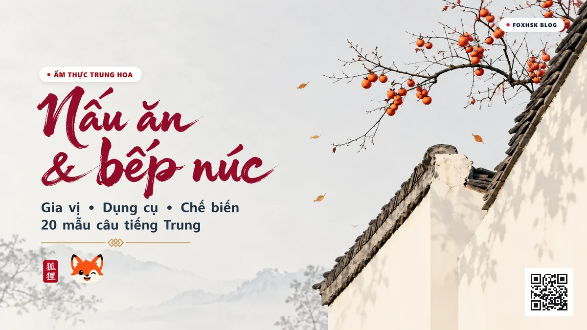 Học Tiếng Trung Theo Chủ Đề: Nấu Ăn & Bếp Núc Ẩm Thực (烹饪技巧与下厨做菜) - 20 Mẫu Câu, Từ Vựng & Ngữ Pháp | FoxHSK - FoxHSK