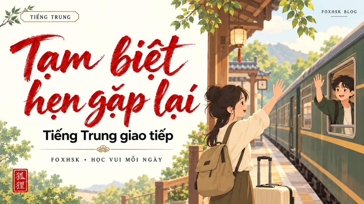 Học Tiếng Trung Theo Chủ Đề: Tạm Biệt & Hẹn Gặp Lại (告别与约定再会) - 20 Mẫu Câu, Từ Vựng & Ngữ Pháp | FoxHSK - FoxHSK