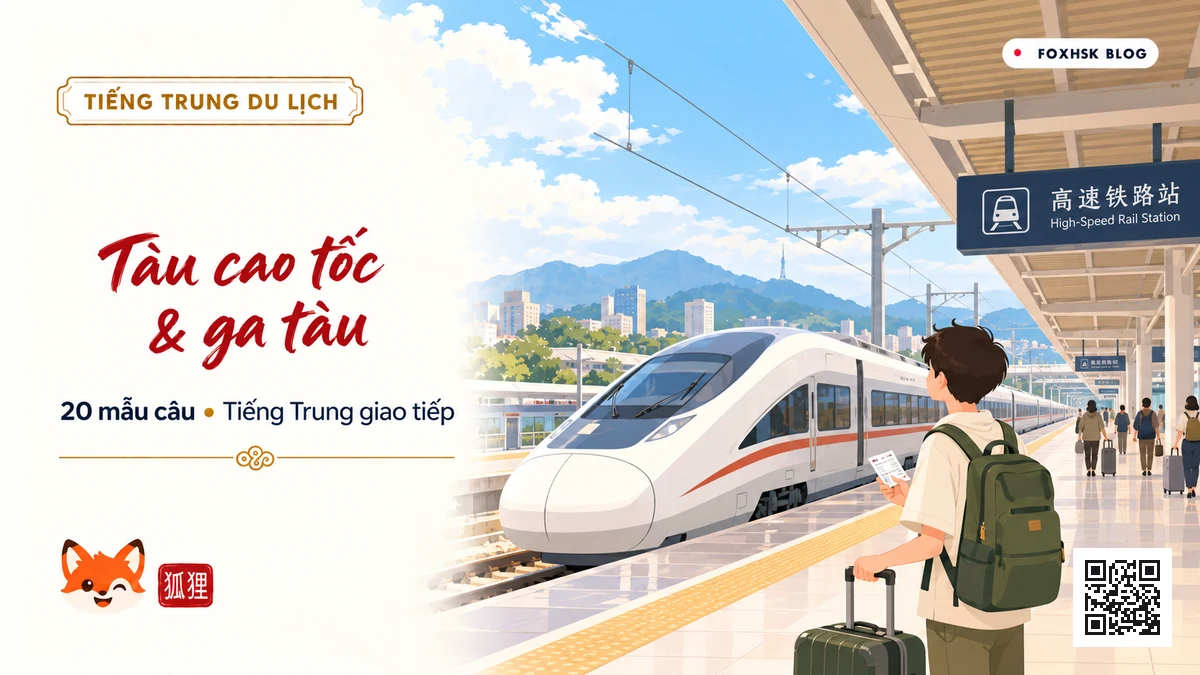 Học Tiếng Trung Theo Chủ Đề: Tàu Cao Tốc & Ga Tàu Hỏa (乘坐高铁与火车站出行) - 20 Mẫu Câu, Từ Vựng & Ngữ Pháp | FoxHSK - FoxHSK