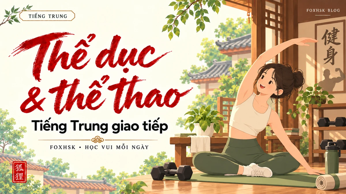 Học Tiếng Trung Theo Chủ Đề: Thể Dục Thể Thao, Gym & Rèn Luyện (体育锻炼、健身房打卡与运动生活) - 20 Mẫu Câu, Từ Vựng & Ngữ Pháp | FoxHSK - FoxHSK
