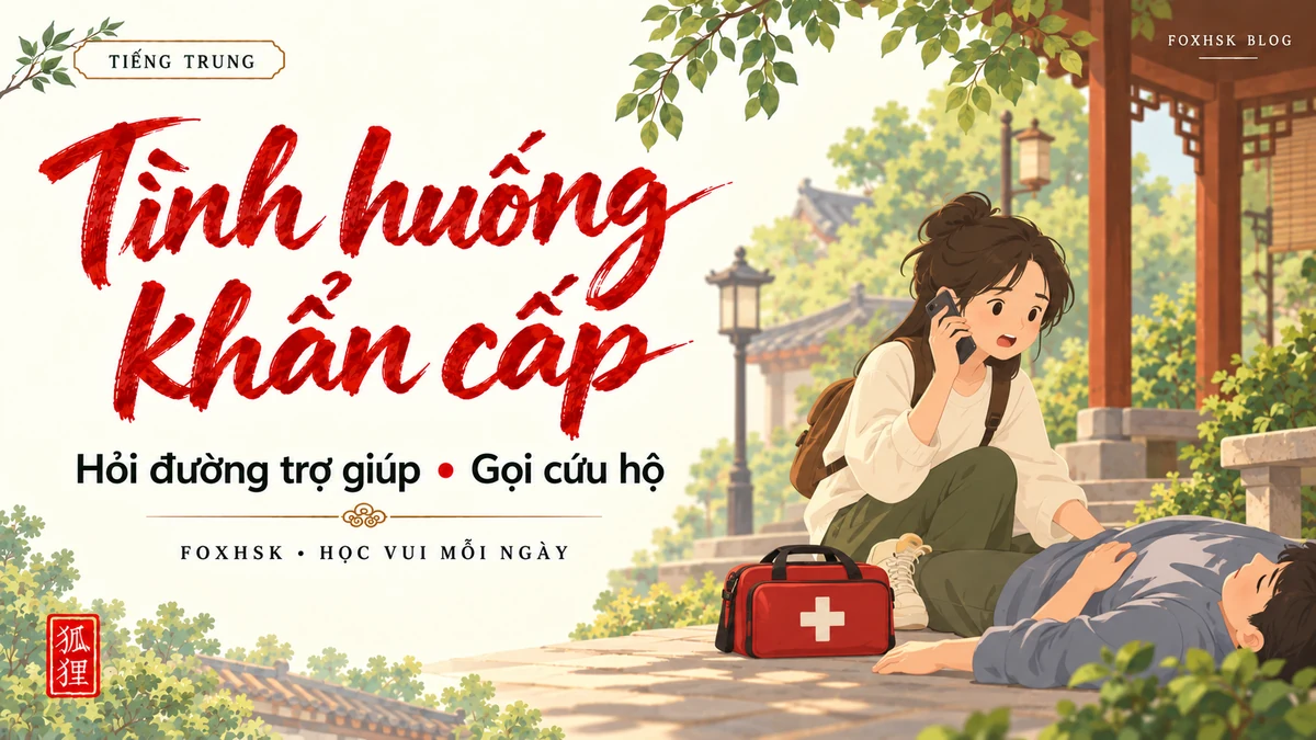 Học Tiếng Trung Theo Chủ Đề: Tình Huống Khẩn Cấp & Cứu Trợ (紧急求助、报警就医与危机应对) - 20 Mẫu Câu, Từ Vựng & Ngữ Pháp | FoxHSK - FoxHSK