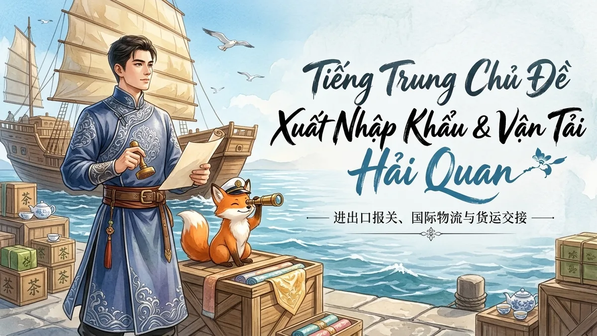 Học Tiếng Trung Theo Chủ Đề: Xuất Nhập Khẩu, Vận Tải & Hải Quan (进出口报关、国际货运与物流) - 20 Mẫu Câu, Từ Vựng & Ngữ Pháp | FoxHSK - FoxHSK