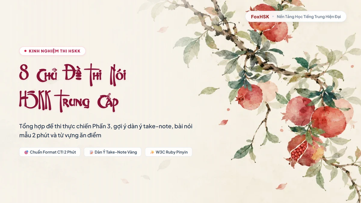 Tổng Hợp 8 Chủ Đề Thi Nói HSKK Trung Cấp Thực Chiến Hay Gặp Nhất | FoxHSK - FoxHSK