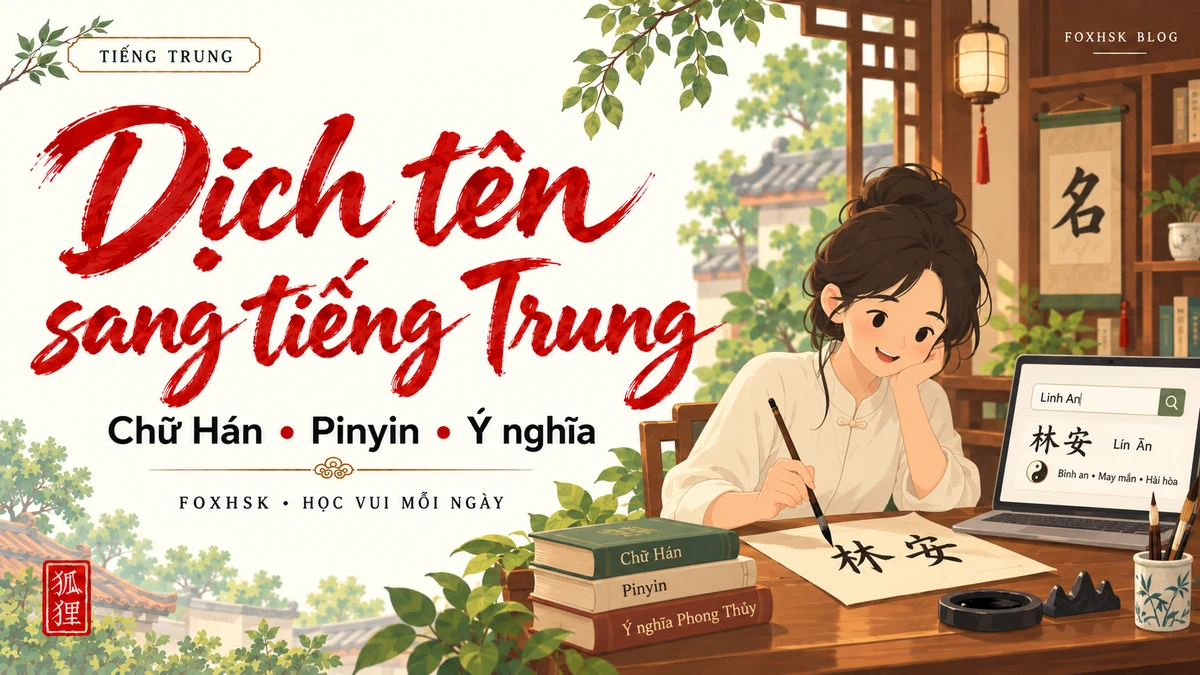 Dịch Tên Tiếng Trung Của Bạn (3.091+ Họ Tên): Chữ Hán, Pinyin & Ngũ Hành Chuẩn - FoxHSK