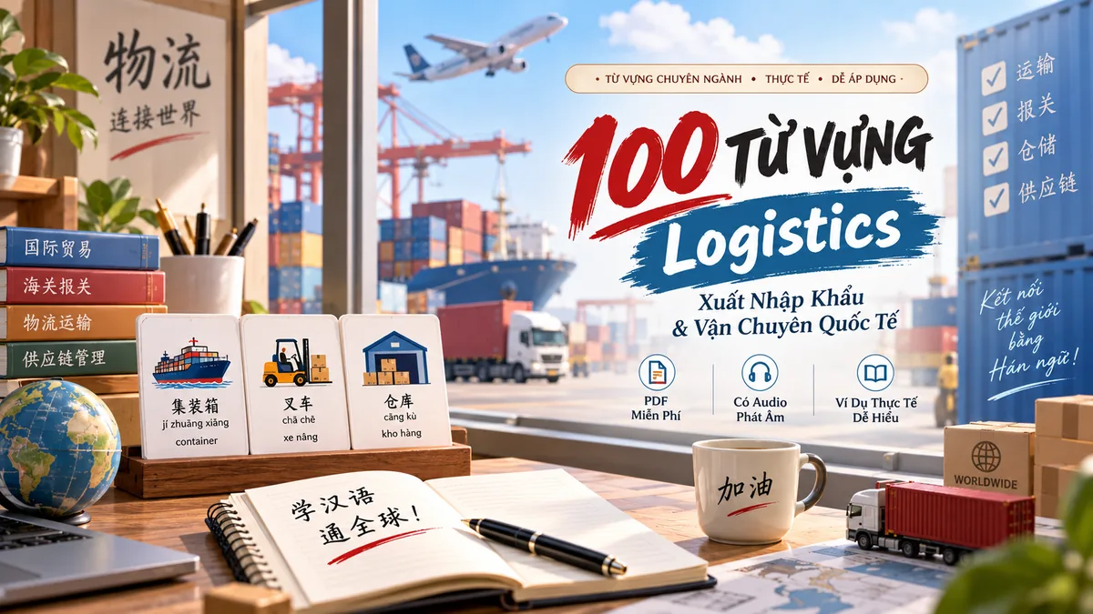 Trọn Bộ 100 Từ Vựng Tiếng Trung Xuất Nhập Khẩu & Logistics Cốt Lõi (Kèm Pinyin Ruby, Mẫu Câu & Incoterms) | FoxHSK - FoxHSK