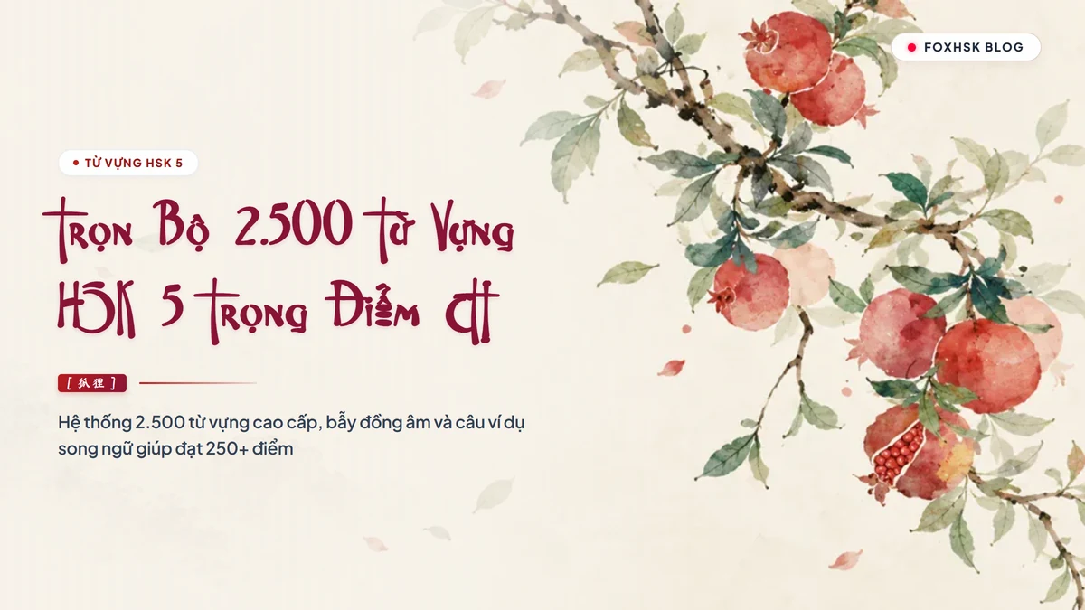 Trọn Bộ 2500 Từ Vựng HSK 5 Trọng Điểm Chuẩn CTI Kèm Pinyin & Câu Mẫu | FoxHSK - FoxHSK