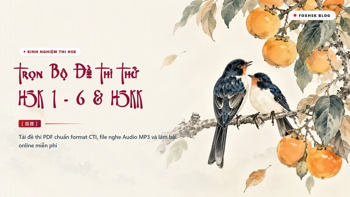 Trọn Bộ Đề Thi Thử HSK 1 - HSK 6 & HSKK 2026: Tải Đề PDF + File Nghe MP3 & Phòng Thi Online Miễn Phí | FoxHSK - FoxHSK