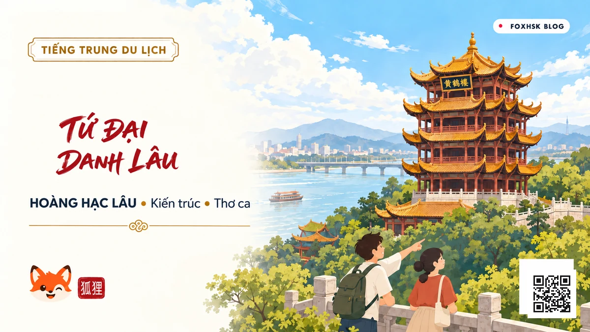Tứ Đại Danh Lâu Trung Quốc & Hoàng Hạc Lâu: Kiệt Tác Kiến Trúc Cổ, Điển Tích Thơ Ca Và Trọn Bộ Từ Vựng HSK Du Lịch - FoxHSK