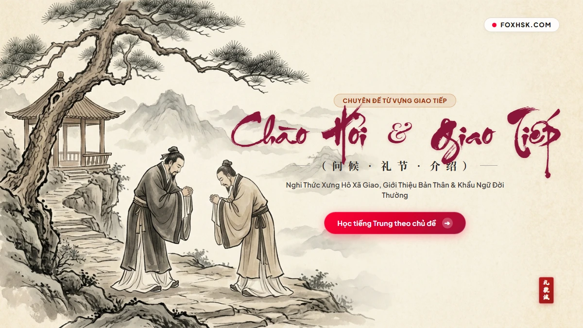 Trọn Bộ Từ Vựng Tiếng Trung Chủ Đề Chào Hỏi, Xưng Hô Xã Giao & Giới Thiệu Bản Thân (Nghi Thức Công Sở & Khẩu Ngữ Đời Thường) - FoxHSK