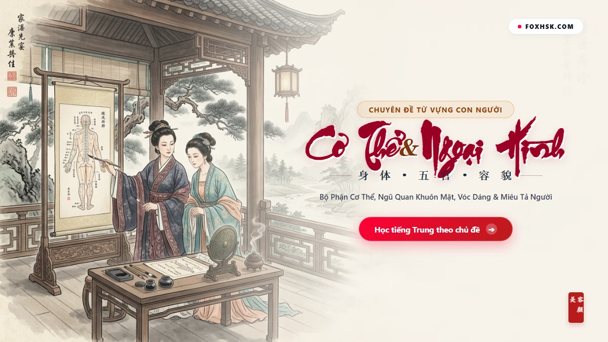 Trọn Bộ Từ Vựng Tiếng Trung Chủ Đề Cơ Thể & Ngoại Hình (Ngũ Quan, Vóc Dáng, Diện Mạo & 6 Thành Ngữ Sắc Vóc) - FoxHSK
