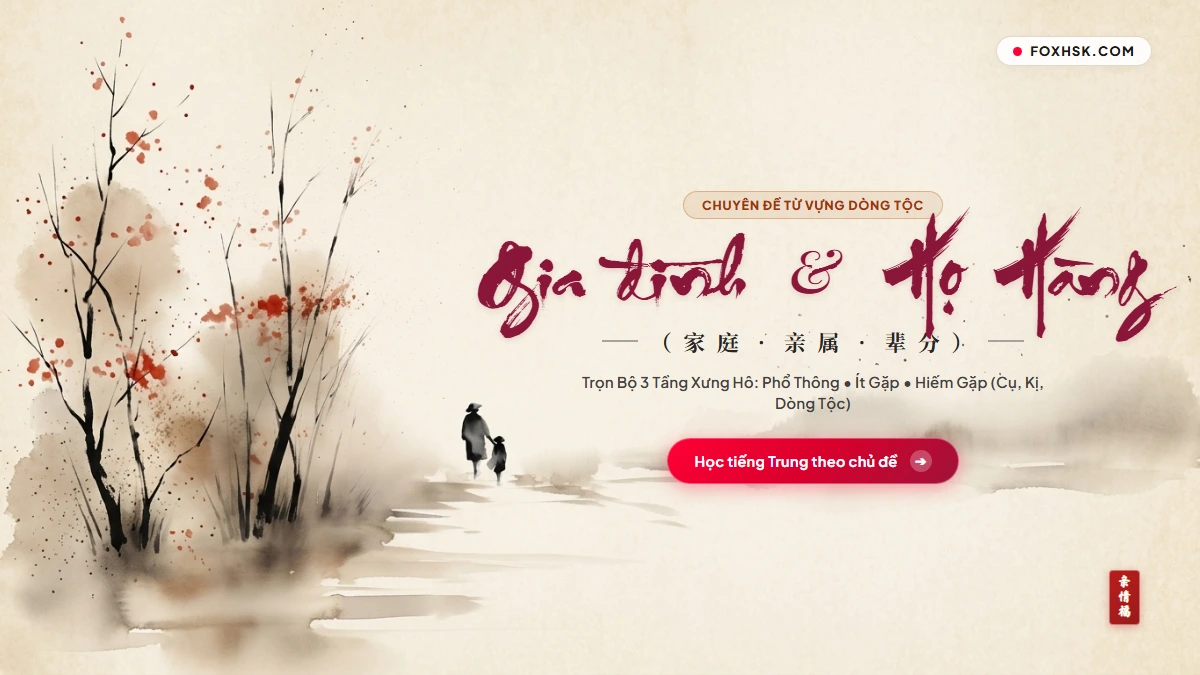 Trọn Bộ Từ Vựng Tiếng Trung Chủ Đề Gia Đình & Họ Hàng (3 Tầng: Phổ Thông, Ít Gặp, Hiếm Gặp) - FoxHSK
