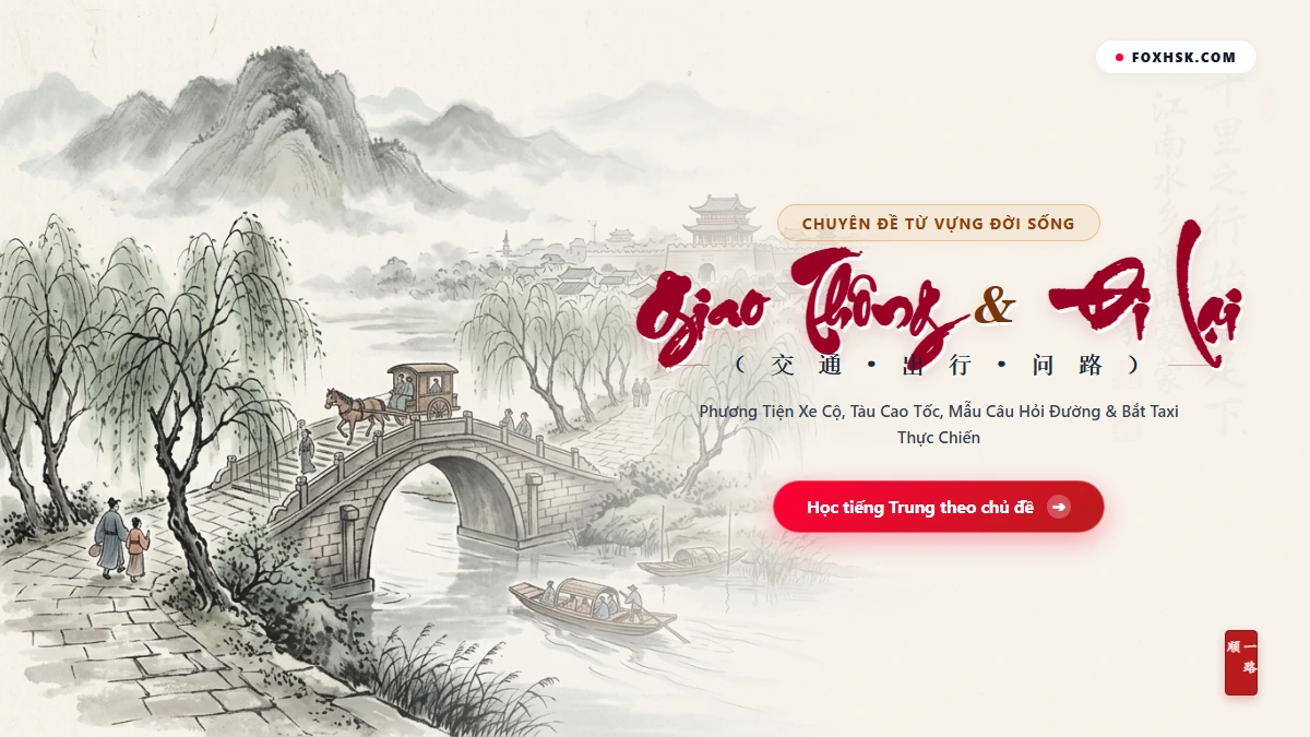 Trọn Bộ Từ Vựng Tiếng Trung Chủ Đề Giao Thông, Đi Lại & Hỏi Đường (Tàu Cao Tốc, Gọi Xe Didi & 6 Thành Ngữ Hành Trình) - FoxHSK