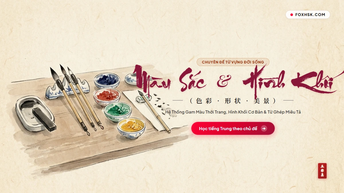Trọn Bộ Từ Vựng Tiếng Trung Chủ Đề Màu Sắc & Hình Khối Cơ Bản (Ý Nghĩa Phong Thủy Ngũ Hành, Gam Màu Taobao & 6 Thành Ngữ) - FoxHSK