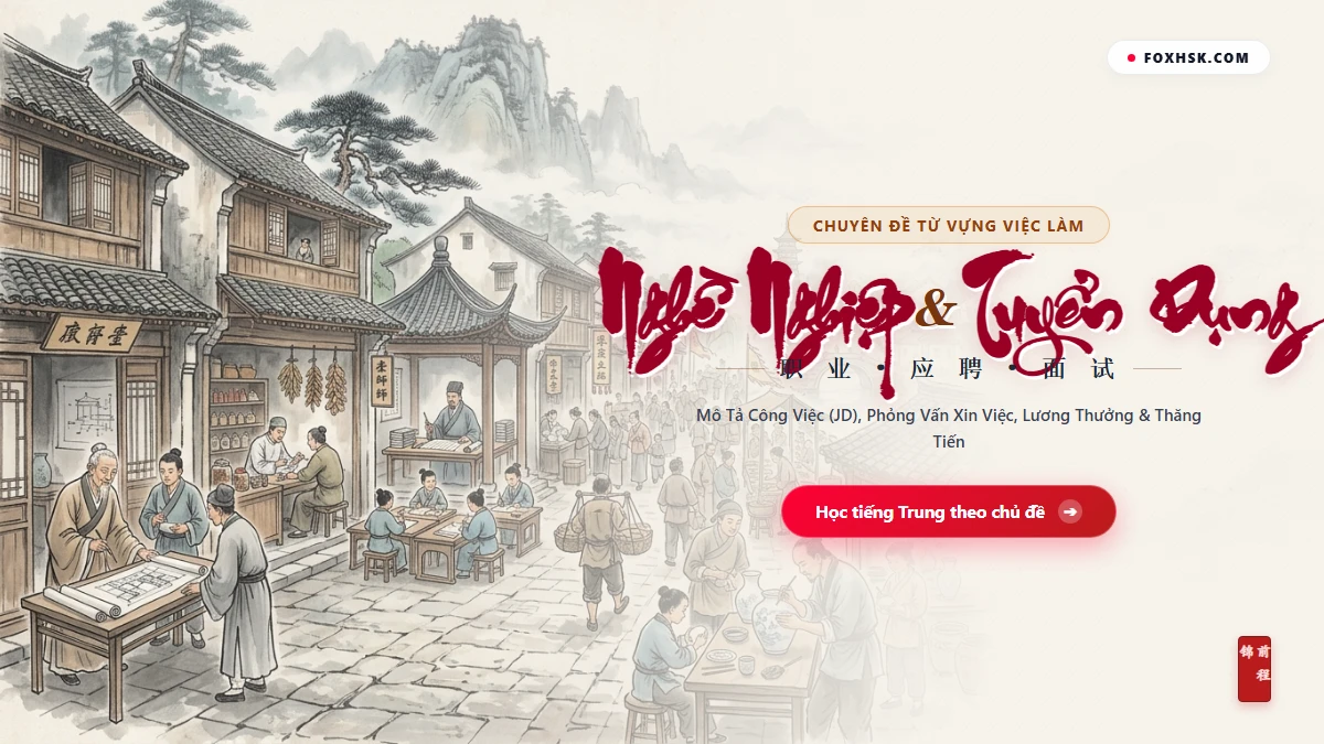 Trọn Bộ Từ Vựng Tiếng Trung Chủ Đề Nghề Nghiệp & Tuyển Dụng (Mô Tả JD, Phỏng Vấn, Đãi Ngộ & 6 Thành Ngữ Khởi Nghiệp) - FoxHSK