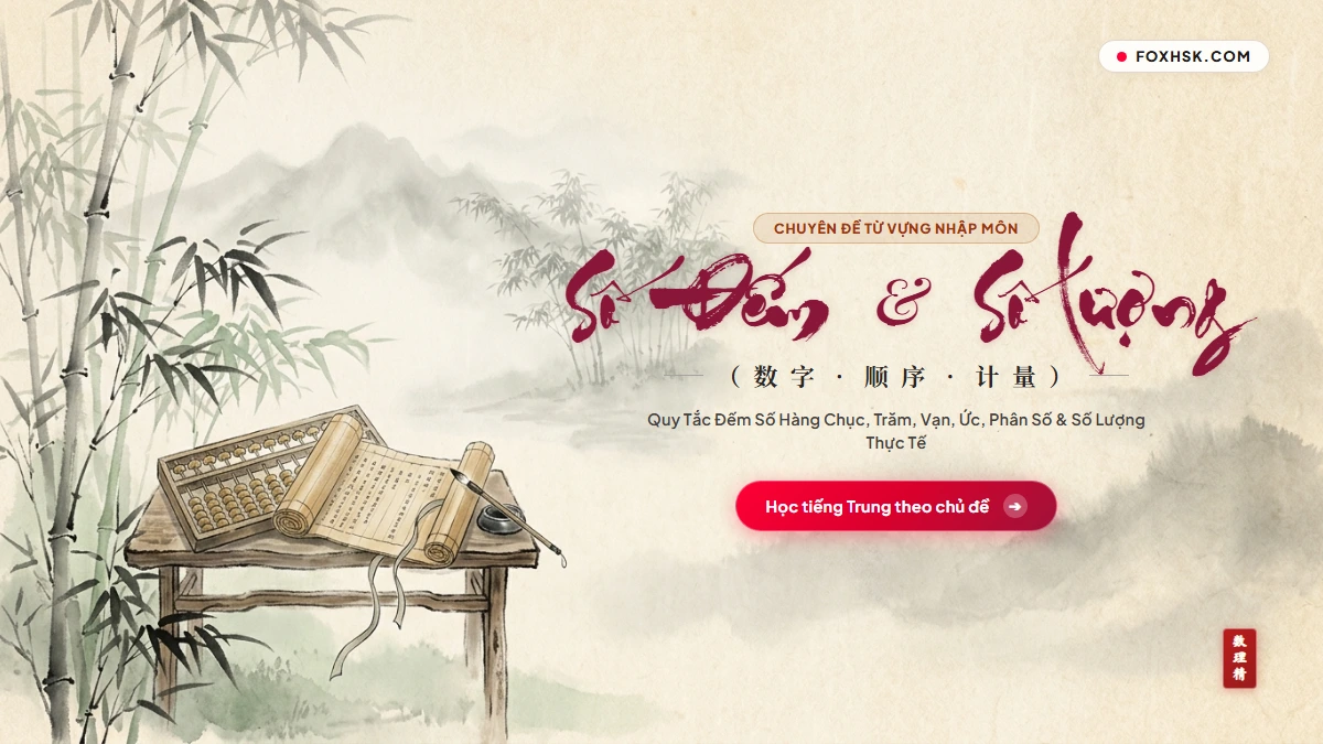 Trọn Bộ Từ Vựng Tiếng Trung Chủ Đề Số Đếm & Số Lượng (Quy Tắc Đếm Hàng Chục, Trăm, Vạn, Ức, Phân Số, Phần Trăm) - FoxHSK